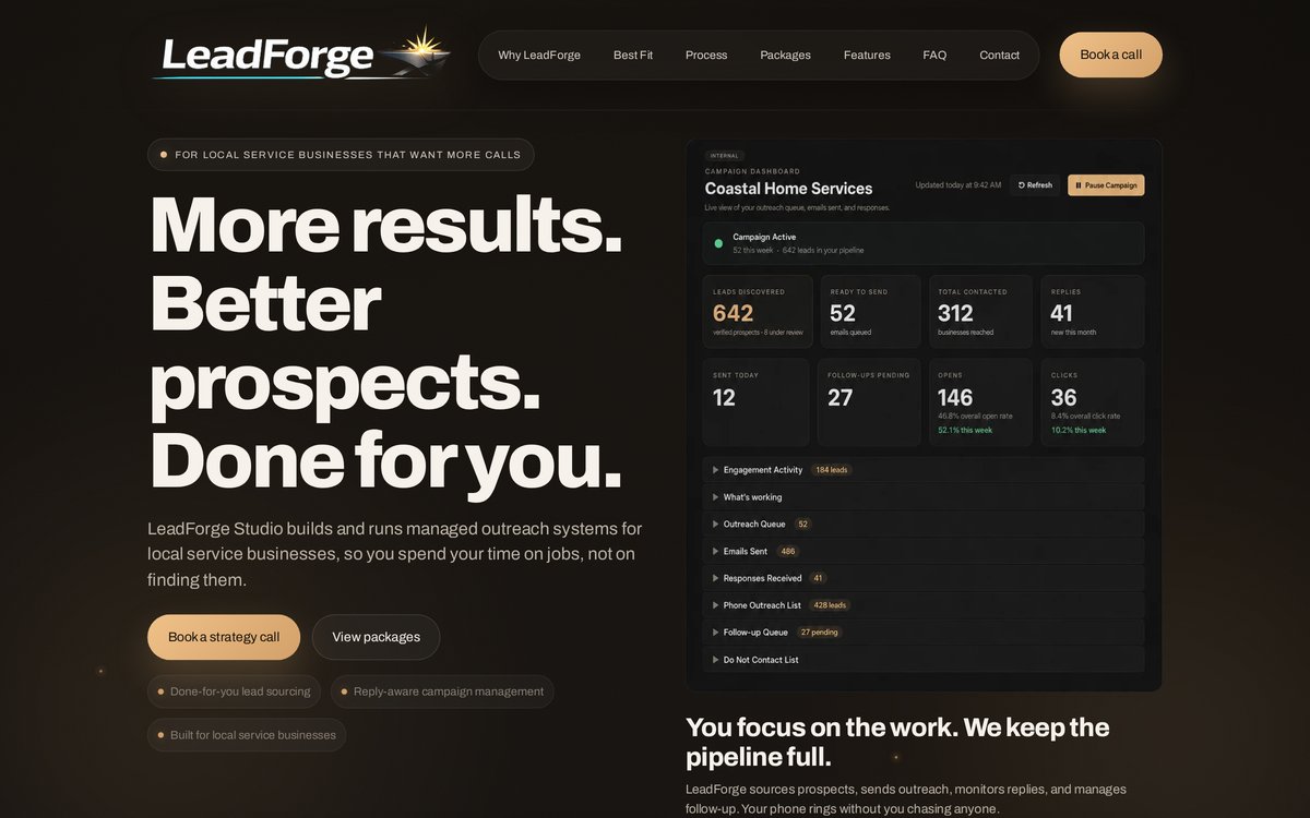 LeadForge Studio lead generation platform