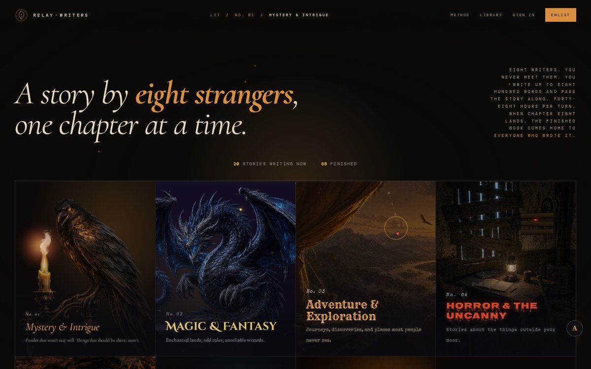 RelayWriters collaborative fiction platform